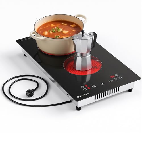 Aobosi Glaskeramikkochfeld 2 platten, Domino...