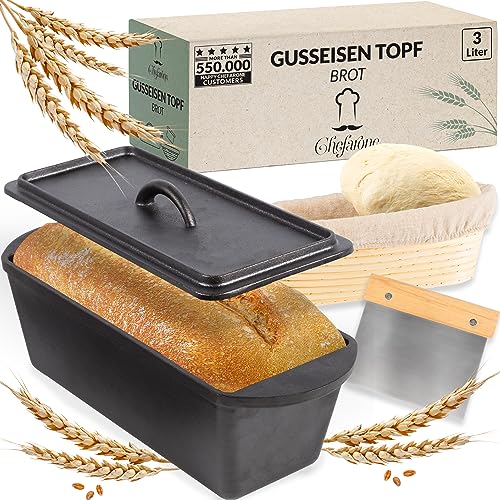 Chefarone Gusseisen Brotbackform mit Deckel -...